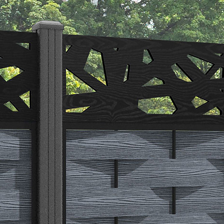 Ripple Prism Fence Panel - Anthracite - with our aluminium posts