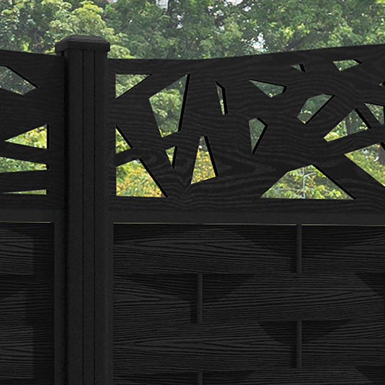 Ripple Prism Curved Top Fence Panel - Black - with our aluminium posts