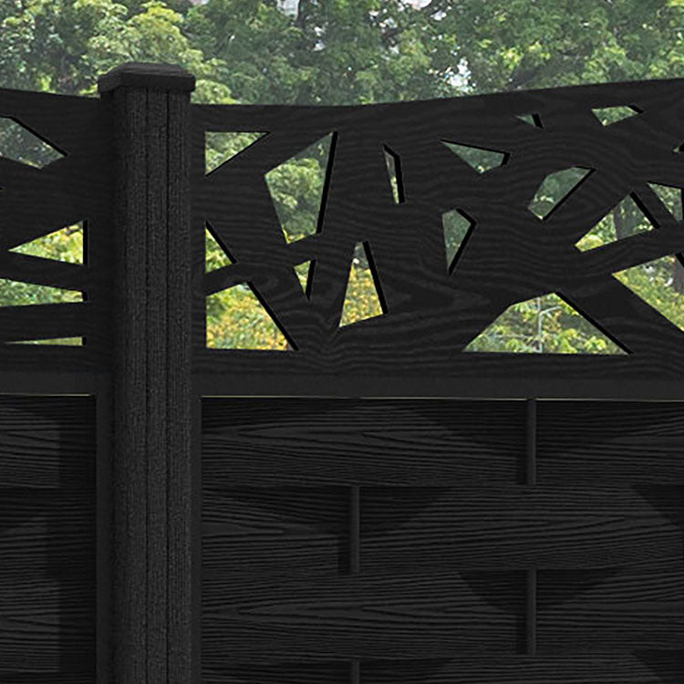 Ripple Prism Curved Top Fence Panel - Black - with our composite posts