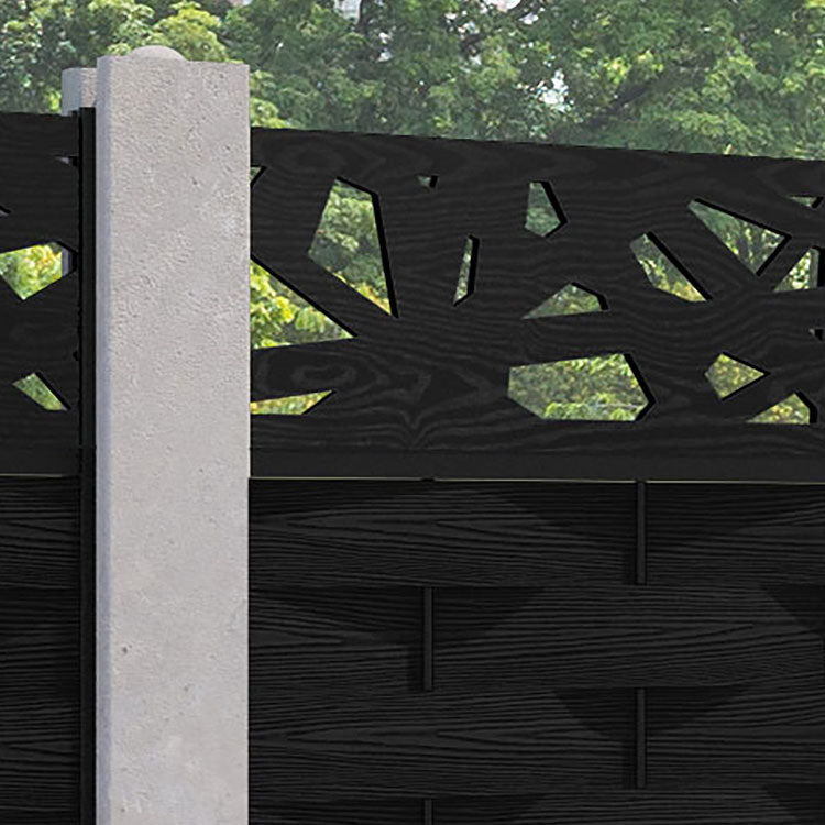 Ripple Prism Fence Panel - Black - for existing concrete posts