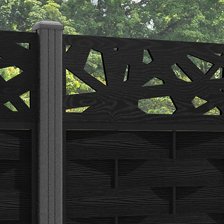 Ripple Prism Fence Panel - Black - with our aluminium posts