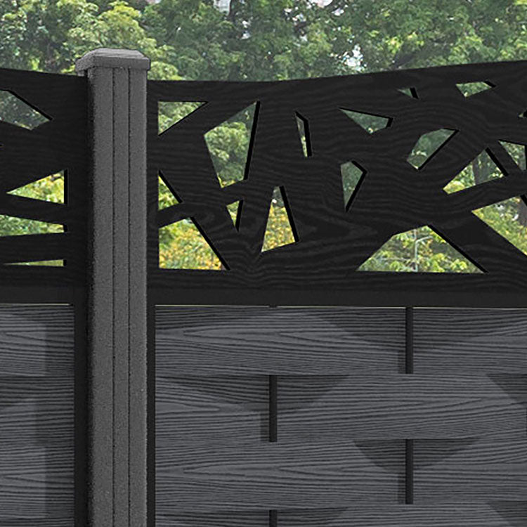 Ripple Prism Curved Top Fence Panel - Dark Grey - with our aluminium posts