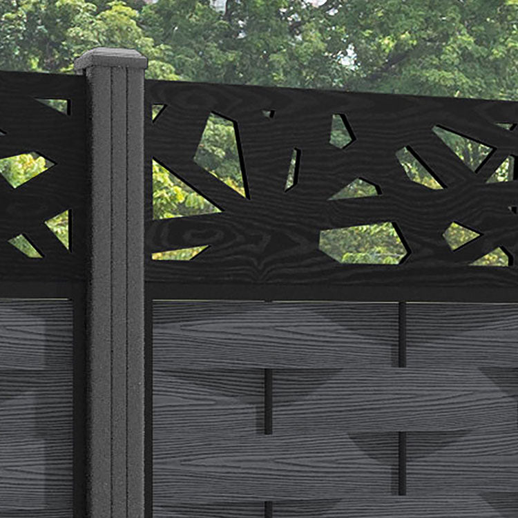 Ripple Prism Fence Panel - Dark Grey - with our aluminium posts