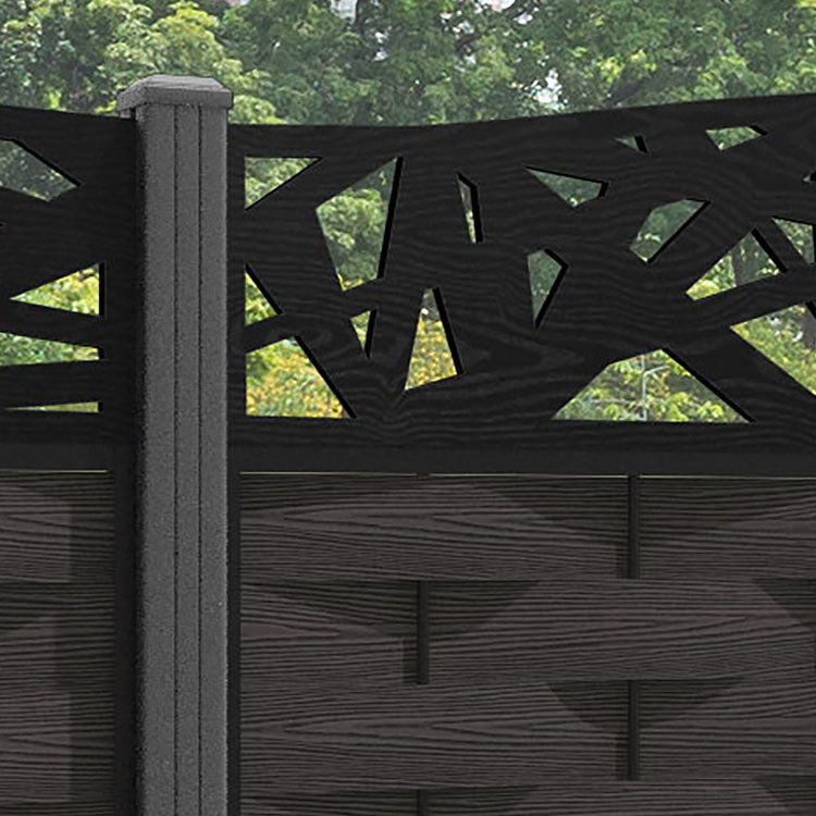 Ripple Prism Curved Top Fence Panel - Dark Oak - with our aluminium posts