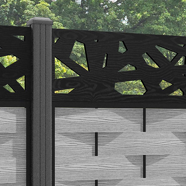 Ripple Prism Fence Panel - Light Grey - with our aluminium posts