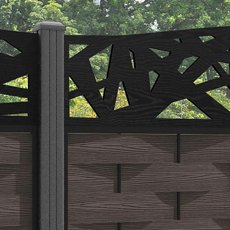 Ripple Prism Curved Top Fence Panel - Mid Brown - with our aluminium posts