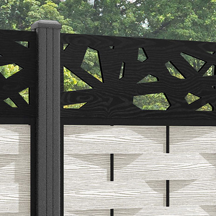 Ripple Prism Fence Panel - Light Stone - with our aluminium posts