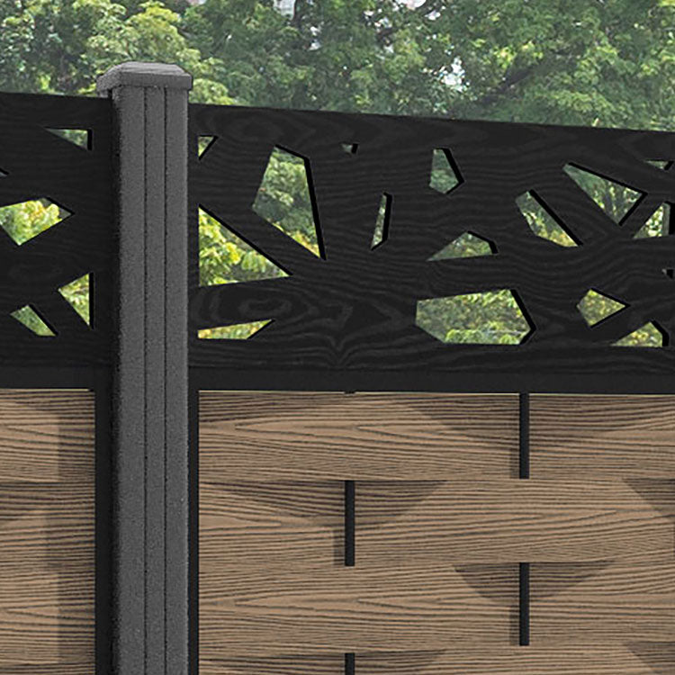 Ripple Prism Fence Panel - Teak - with our aluminium posts
