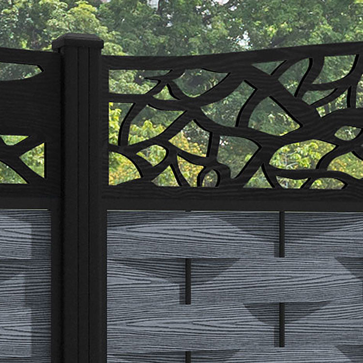 Ripple Twilight Curved Top Fence Panel - Anthracite - with our aluminium posts