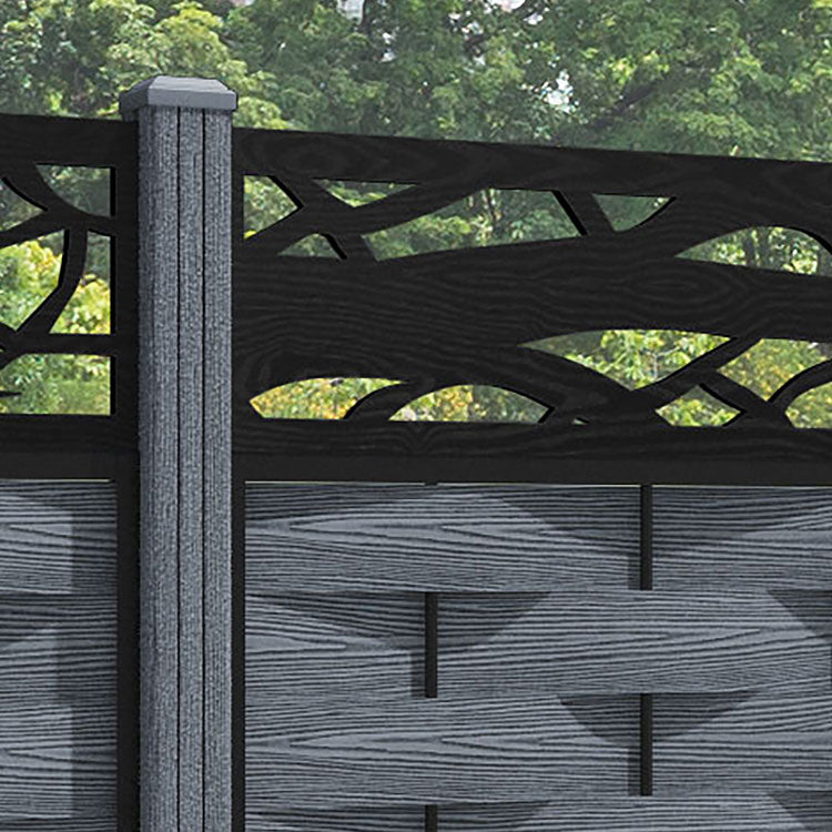 Ripple Twilight Fence Panel - Anthracite - with our composite posts
