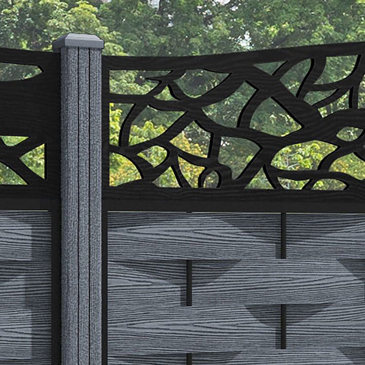 Ripple Twilight Curved Top Fence Panel - Anthracite - with our composite posts