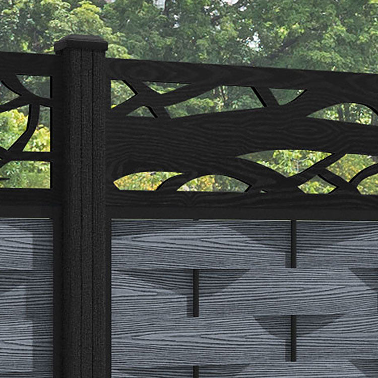 Ripple Twilight Fence Panel - Anthracite - with our composite posts