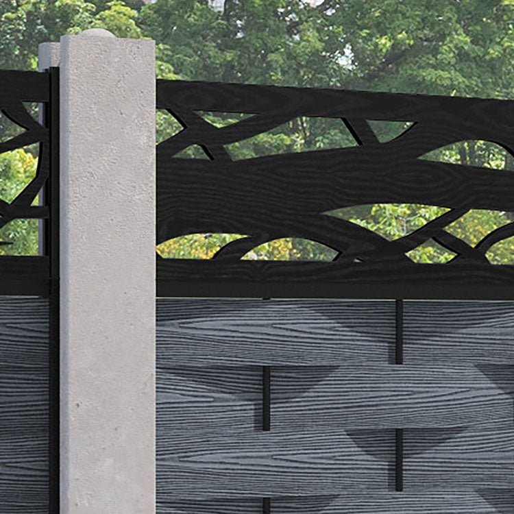 Ripple Twilight Fence Panel - Anthracite - for existing concrete posts