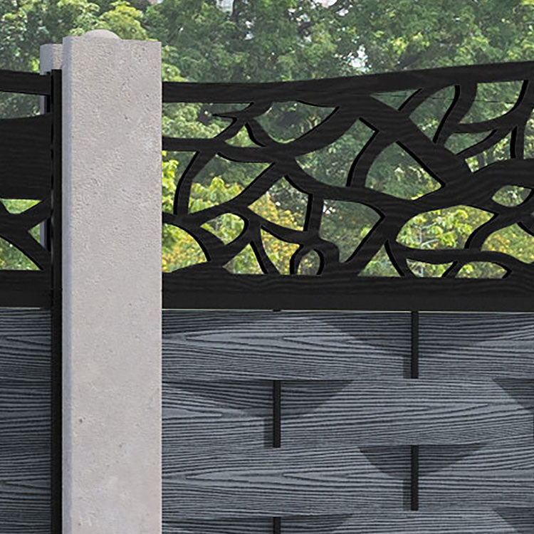 Ripple Twilight Curved Top Fence Panel - Anthracite - for existing concrete posts
