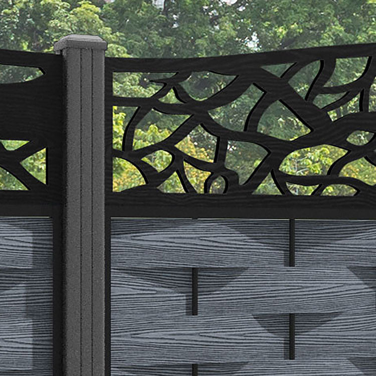 Ripple Twilight Curved Top Fence Panel - Anthracite - with our aluminium posts