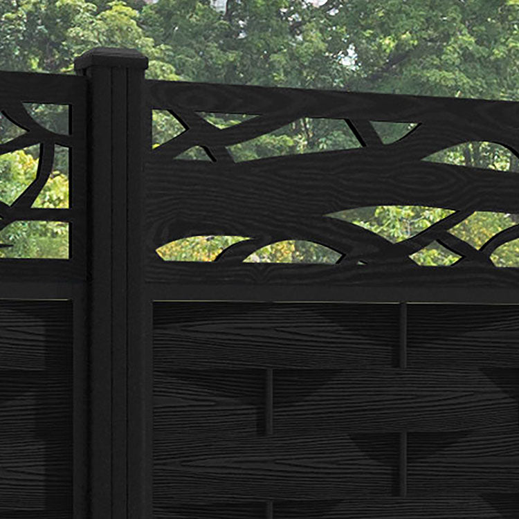 Ripple Twilight Fence Panel - Black - with our aluminium posts