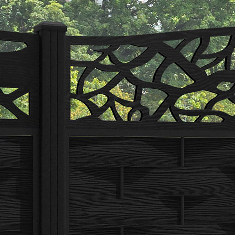 Ripple Twilight Curved Top Fence Panel - Black - with our aluminium posts