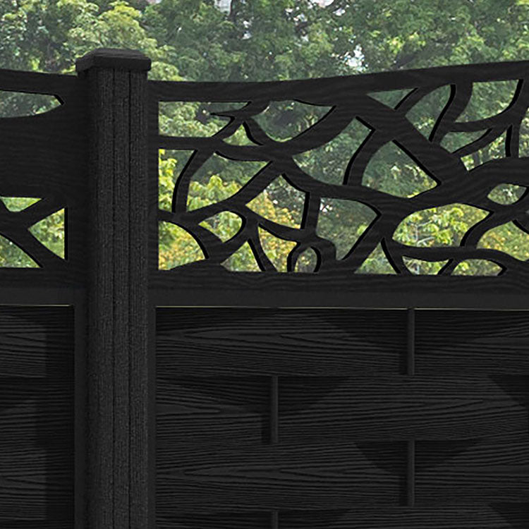 Ripple Twilight Curved Top Fence Panel - Black - with our composite posts