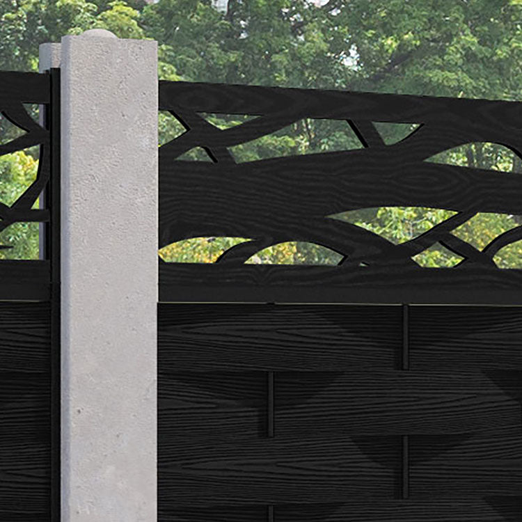 Ripple Twilight Fence Panel - Black - for existing concrete posts