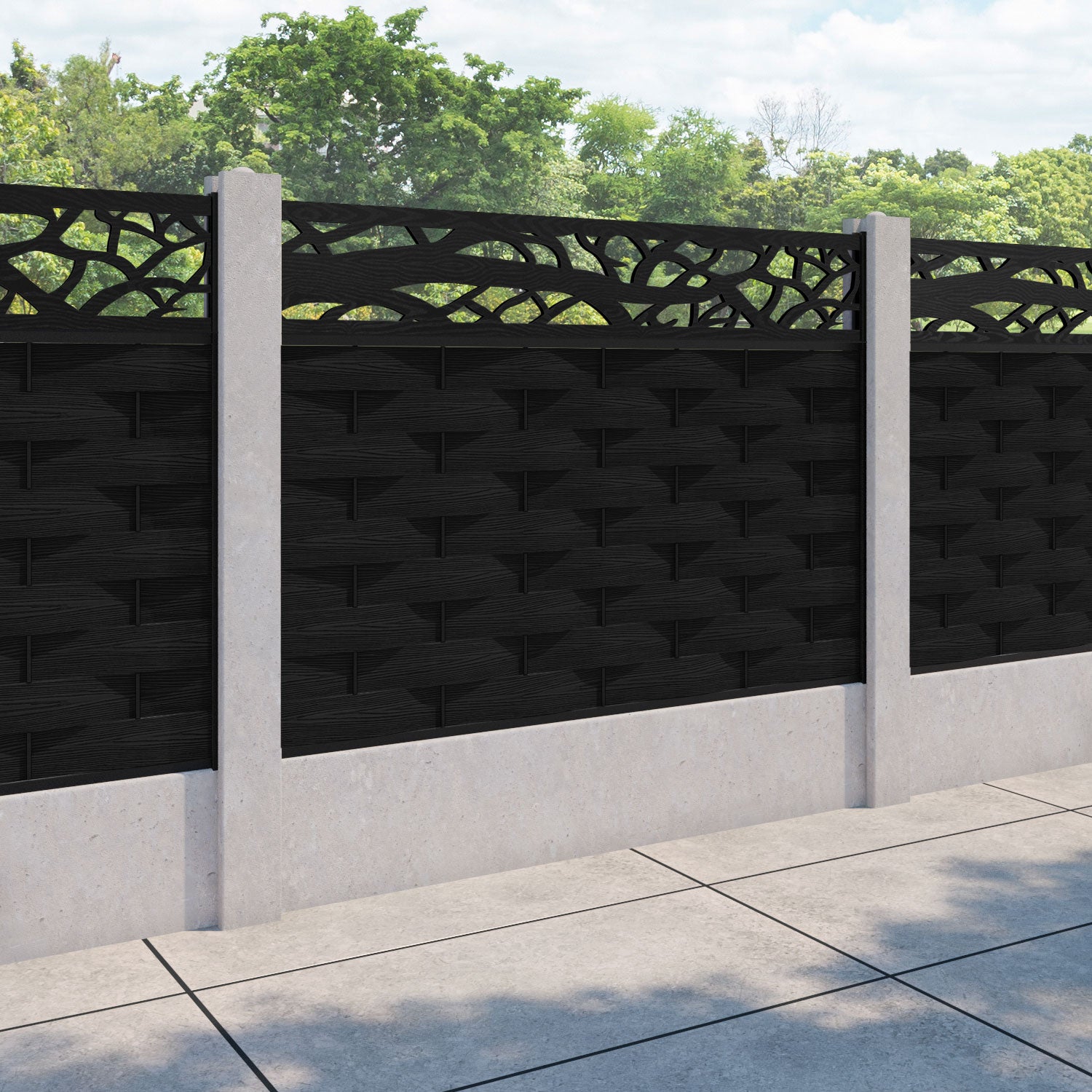 Ripple Twilight Fence Panel - Black - for existing concrete posts