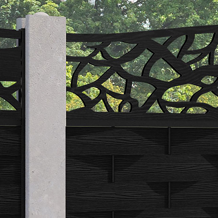 Ripple Twilight Curved Top Fence Panel - Black - for existing concrete posts