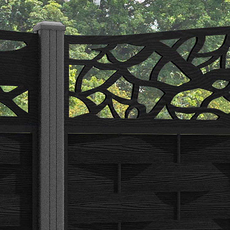 Ripple Twilight Curved Top Fence Panel - Black - with our aluminium posts