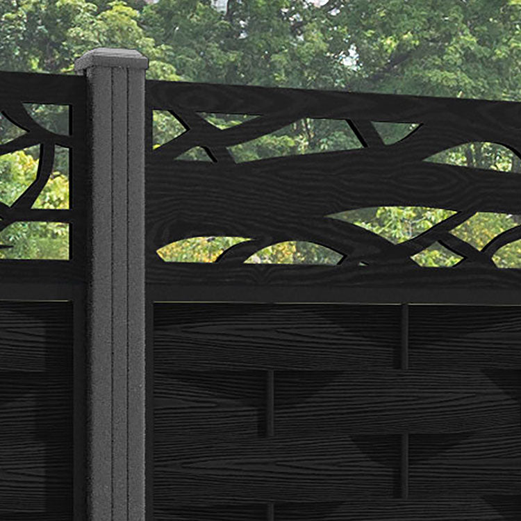 Ripple Twilight Fence Panel - Black - with our aluminium posts