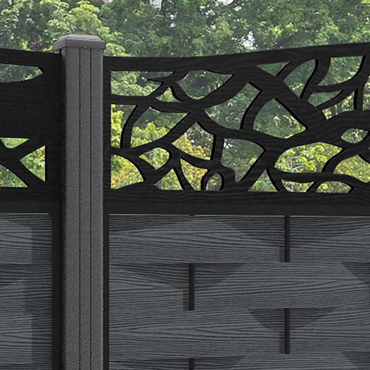 Ripple Twilight Curved Top Fence Panel - Dark Grey - with our aluminium posts
