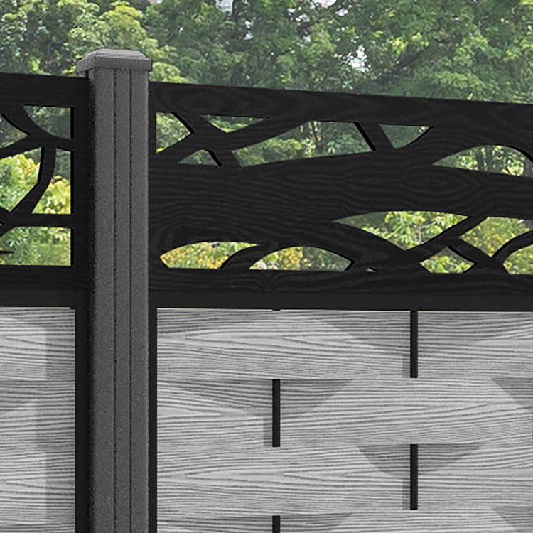 Ripple Twilight Fence Panel - Light Grey - with our aluminium posts