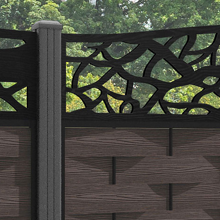 Ripple Twilight Curved Top Fence Panel - Mid Brown - with our aluminium posts