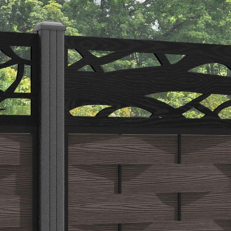 Ripple Twilight Fence Panel - Mid Brown - with our aluminium posts