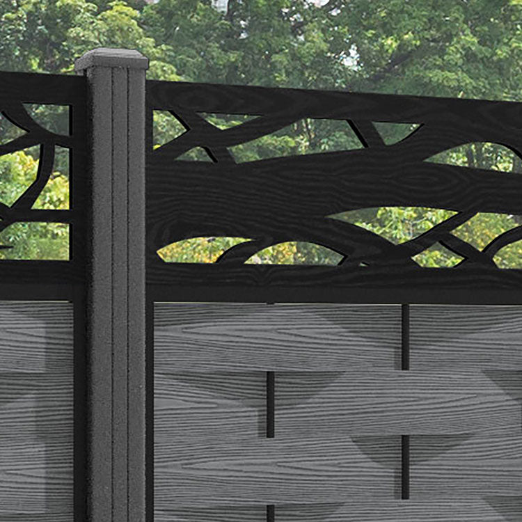 Ripple Twilight Fence Panel - Mid Grey - with our aluminium posts