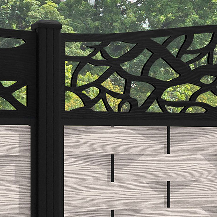 Ripple Twilight Curved Top Fence Panel - Mid Stone - with our aluminium posts