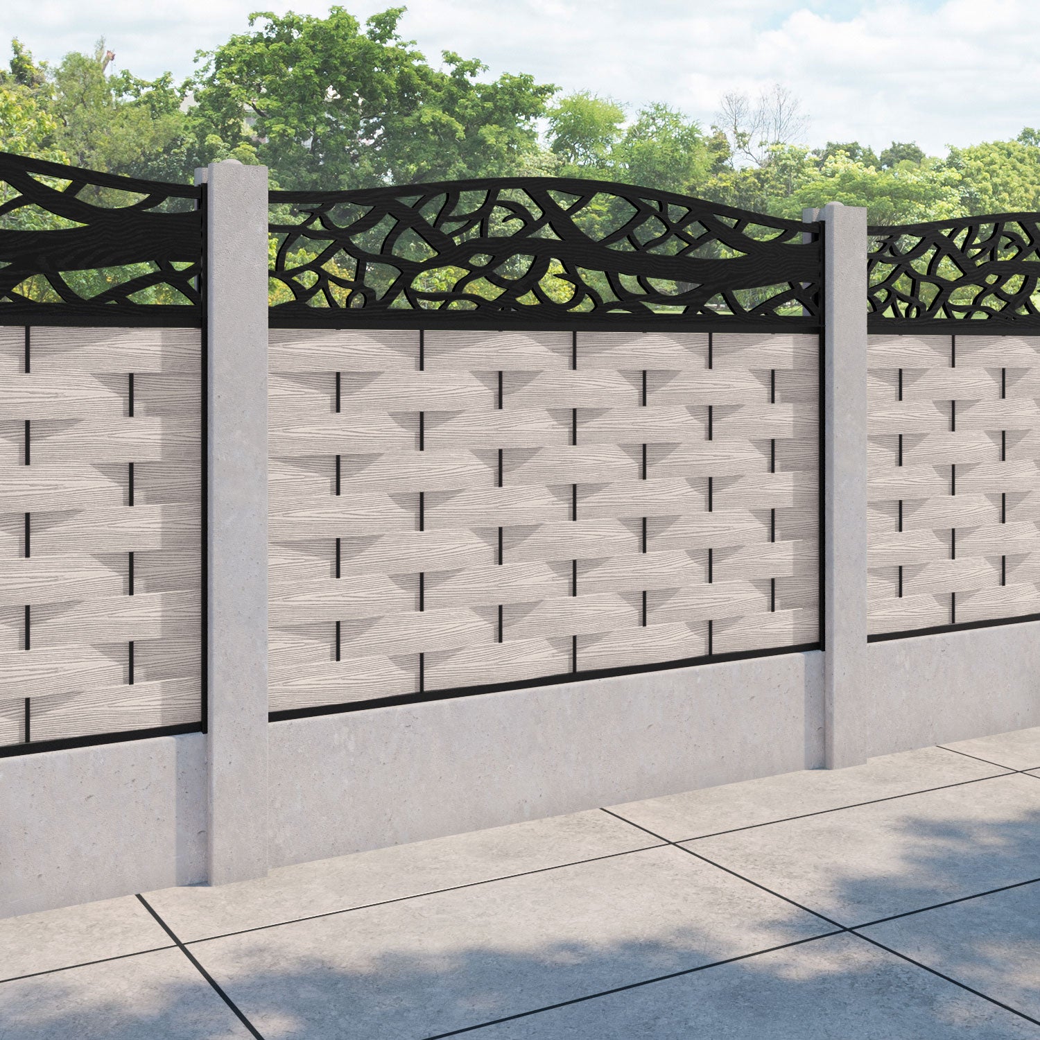 Ripple Twilight Curved Top Fence Panel - Mid Stone - for existing concrete posts