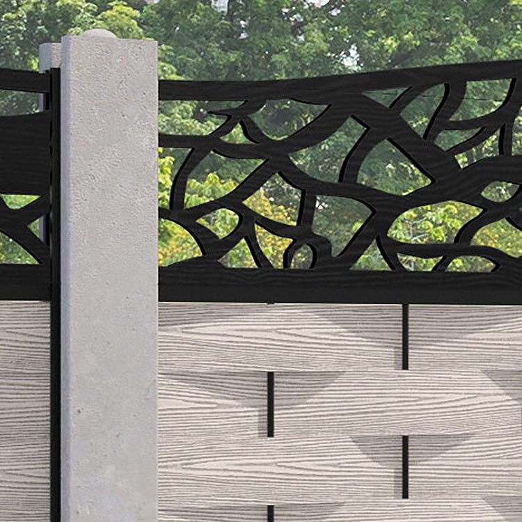 Ripple Twilight Curved Top Fence Panel - Mid Stone - for existing concrete posts