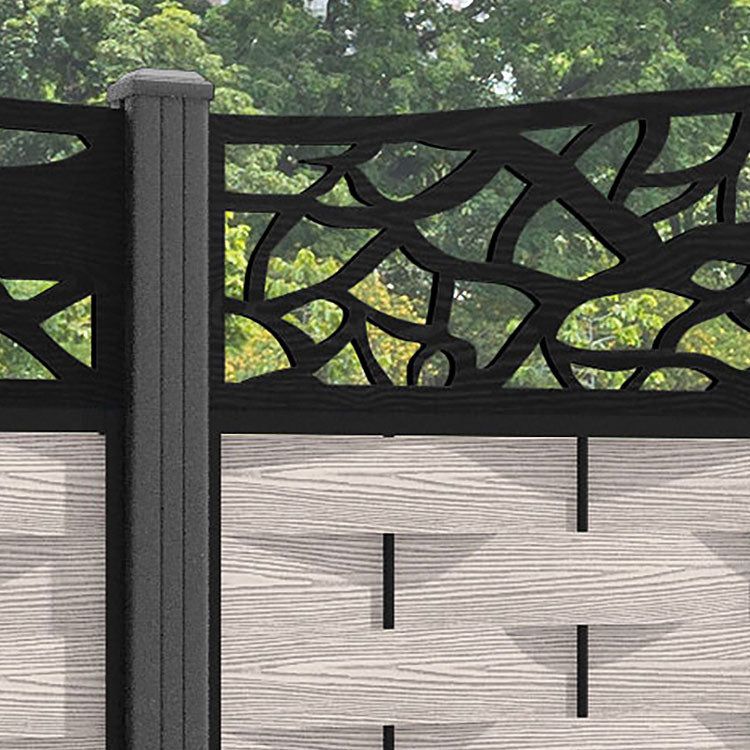 Ripple Twilight Curved Top Fence Panel - Mid Stone - with our aluminium posts