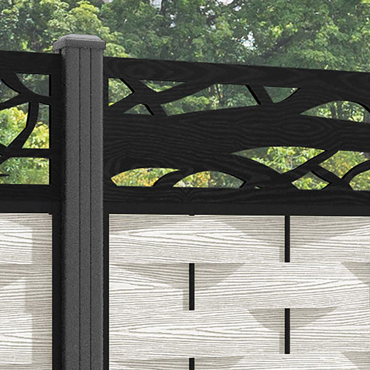 Ripple Twilight Fence Panel - Light Stone - with our aluminium posts