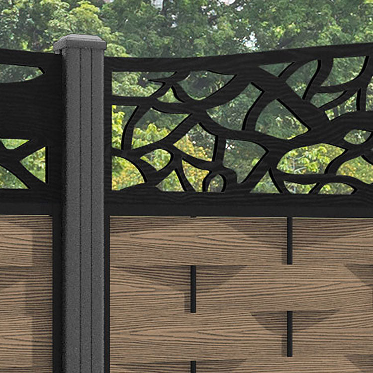 Ripple Twilight Curved Top Fence Panel - Teak - with our aluminium posts