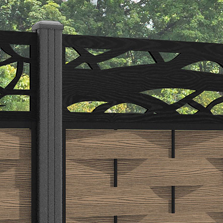 Ripple Twilight Fence Panel - Teak - with our aluminium posts