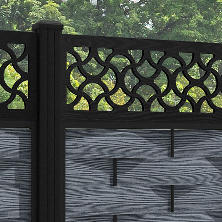 Ripple Vida Fence Panel - Anthracite - with our aluminium posts