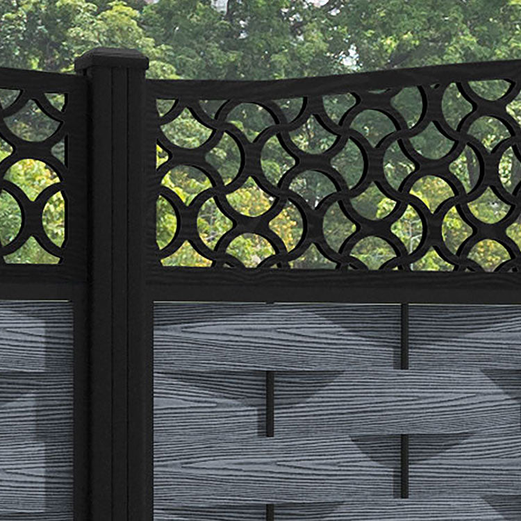 Ripple Vida Curved Top Fence Panel - Anthracite - with our aluminium posts