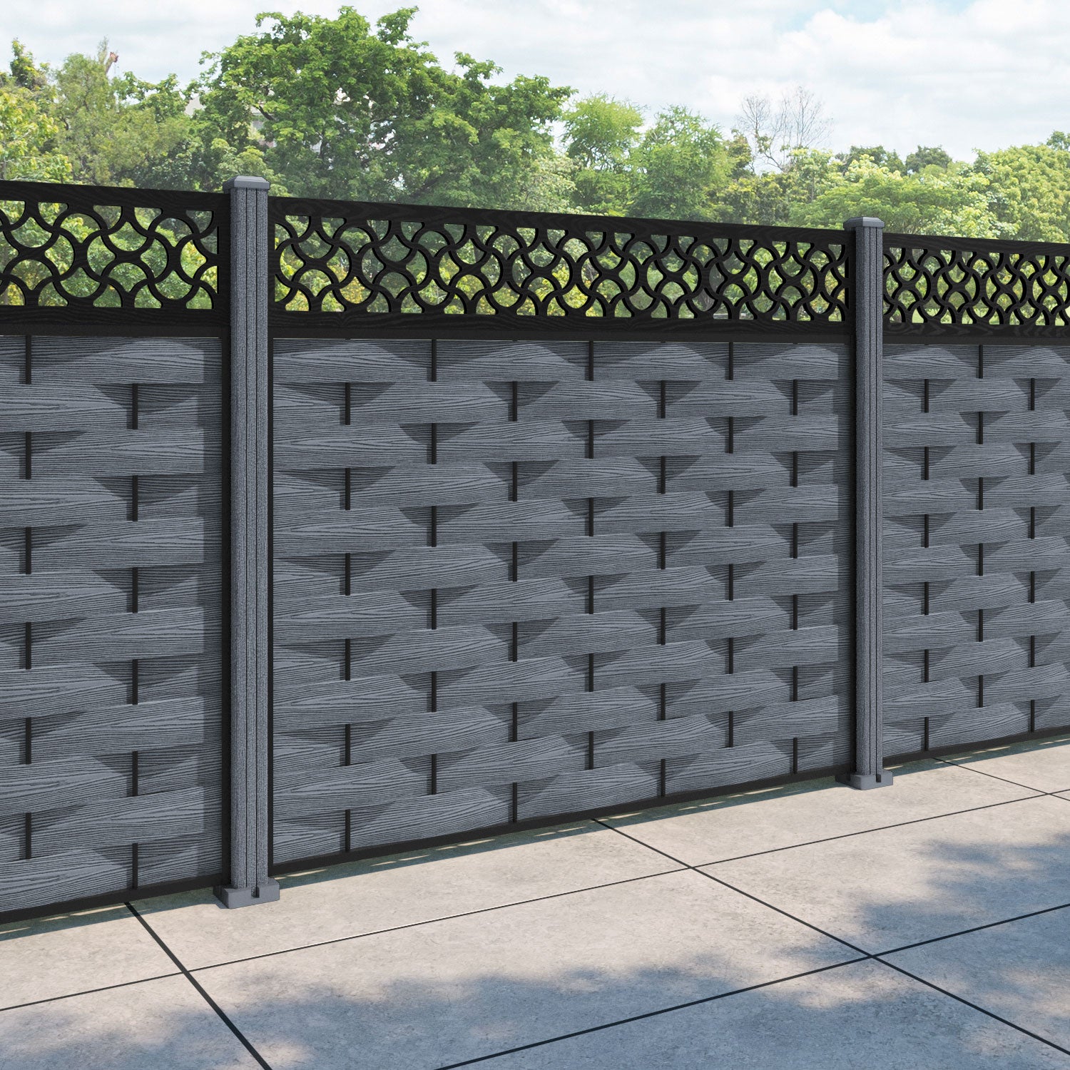 Ripple Vida Fence Panel - Anthracite - with our composite posts