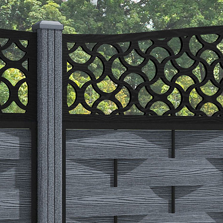 Ripple Vida Curved Top Fence Panel - Anthracite - with our composite posts