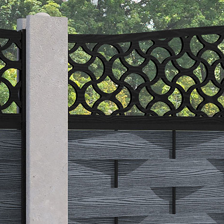 Ripple Vida Curved Top Fence Panel - Anthracite - for existing concrete posts