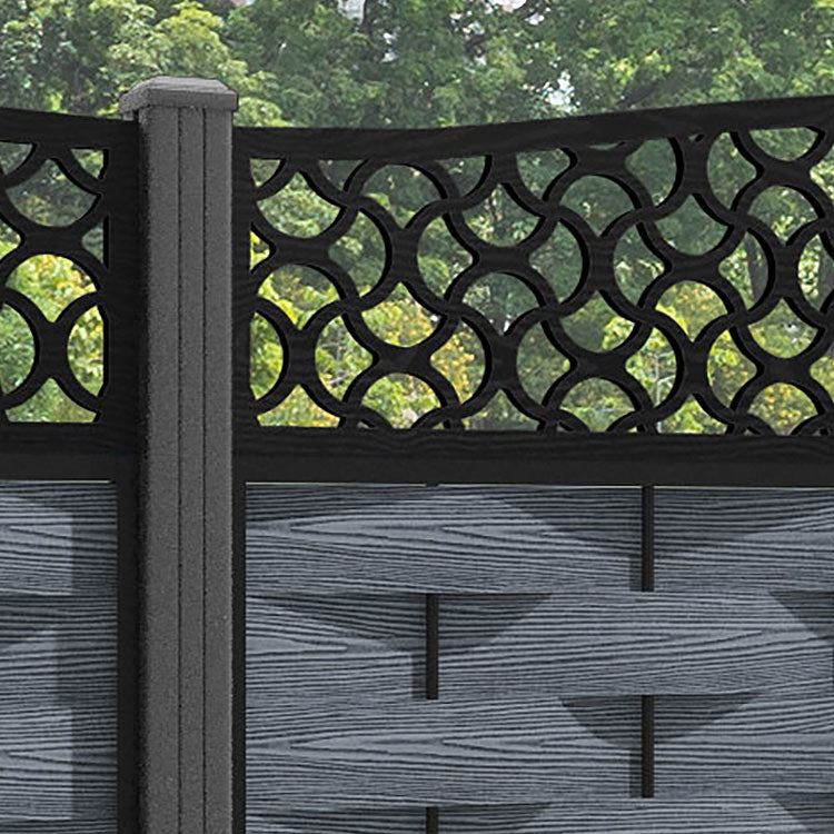 Ripple Vida Curved Top Fence Panel - Anthracite - with our aluminium posts