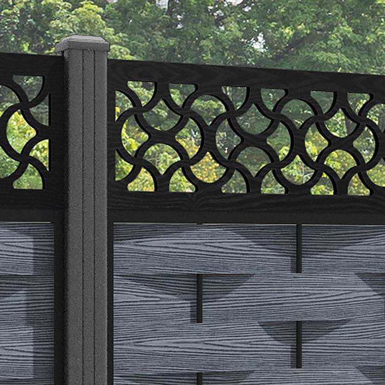 Ripple Vida Fence Panel - Anthracite - with our aluminium posts
