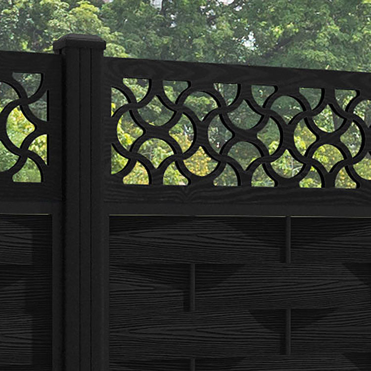 Ripple Vida Fence Panel - Black - with our aluminium posts