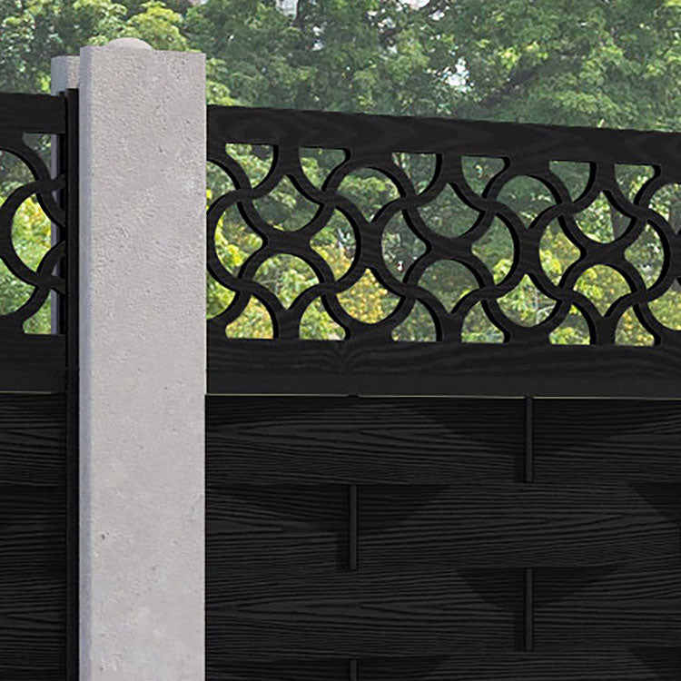 Ripple Vida Fence Panel - Black - for existing concrete posts