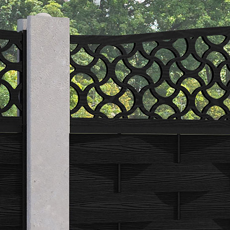 Ripple Vida Curved Top Fence Panel - Black - for existing concrete posts