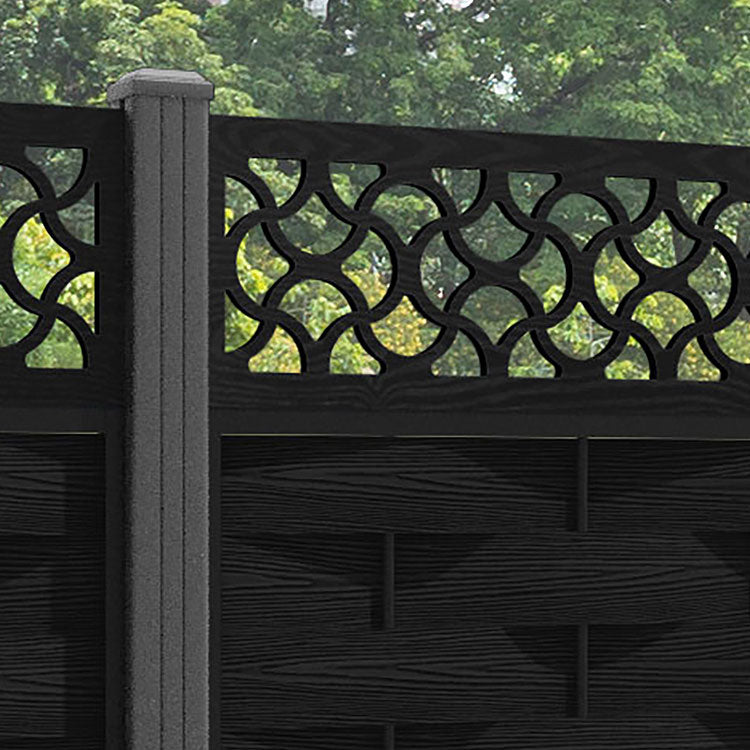 Ripple Vida Fence Panel - Black - with our aluminium posts